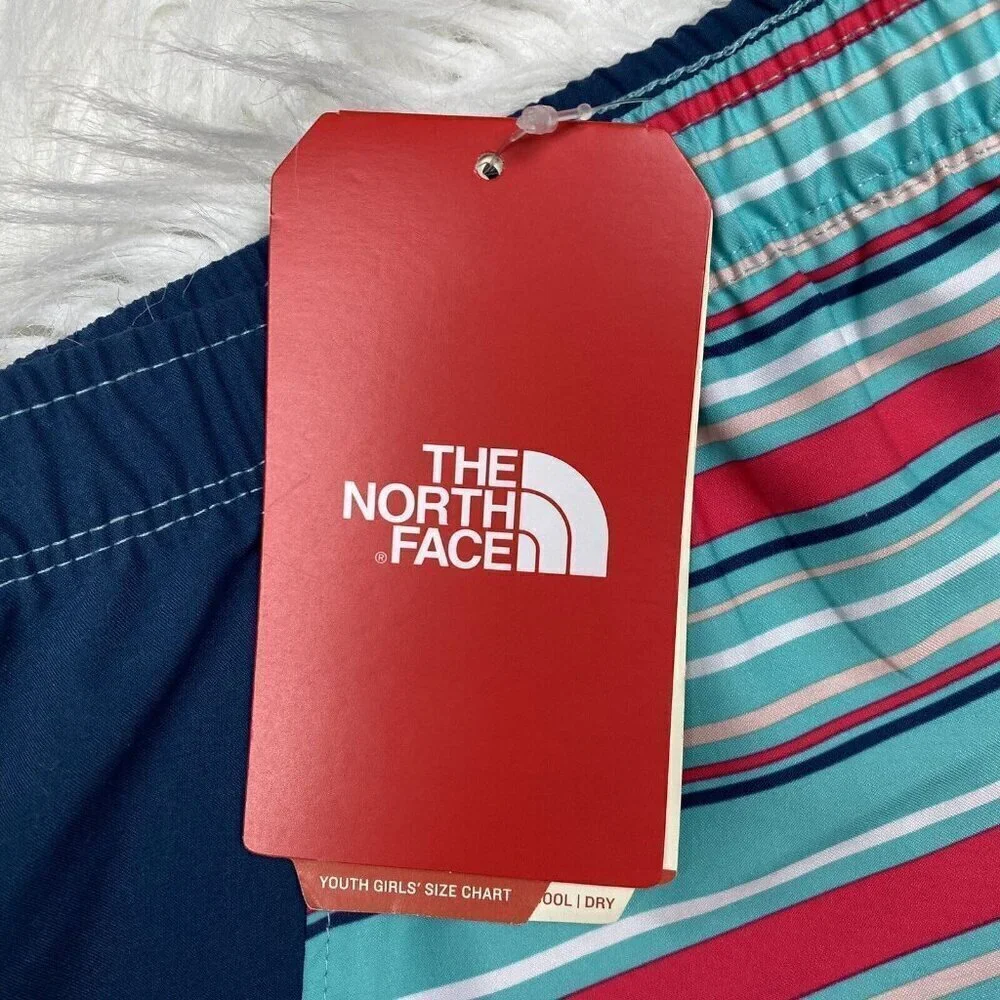 NEW THE NORTH FACE Shorts Girls Large Class V Pull on Blue Stripes Drawstring